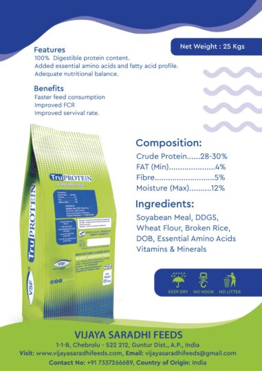 TruProtien Best Vennamei Feed in Andhra Pradesh Vijaya Saradhi Feeds green 2