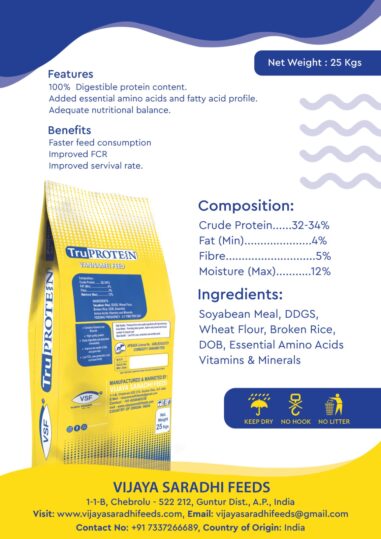 TruProtien Best Vennamei Feed in Andhra Pradesh Vijaya Saradhi Feeds yellow 2